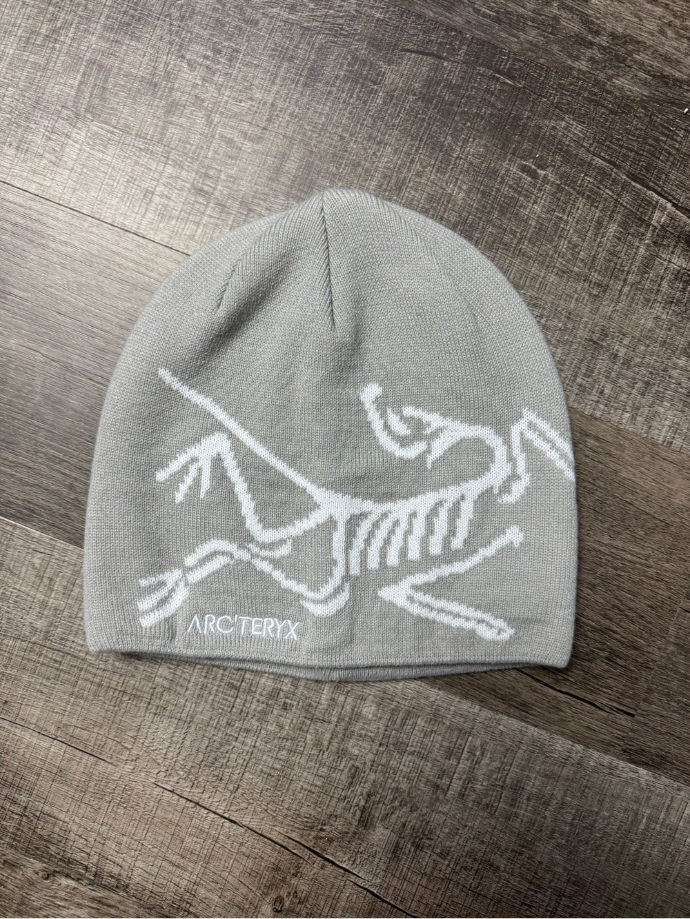 Arc'teryx Light Gray Beanie with White Skeleton Logo
